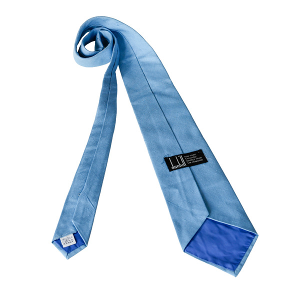 Vtg Dunhill Italy Silk Blue Necktie Old Money Wedding Preppy Business Corporate - Picture 10 of 15